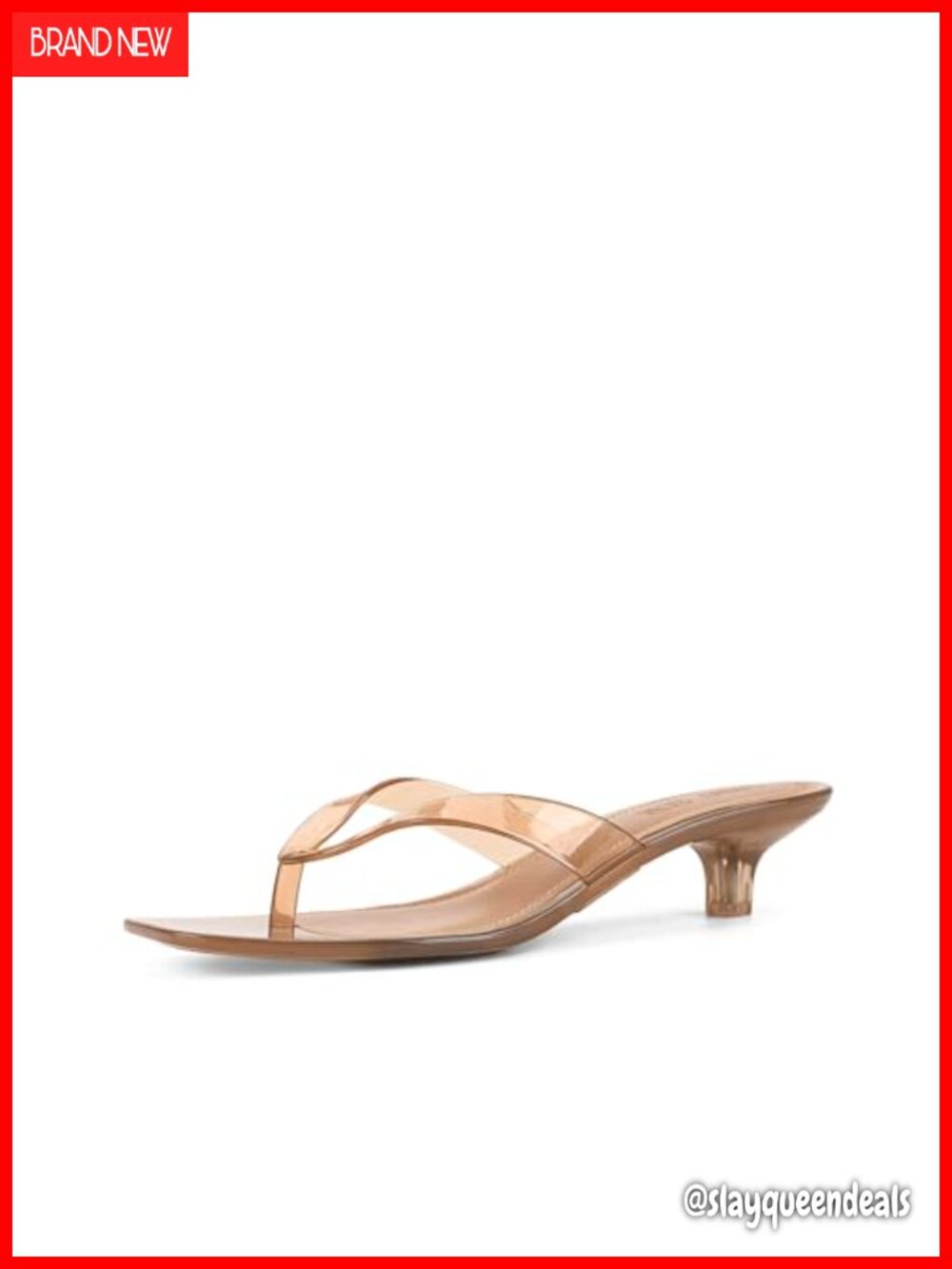 Kitten Heel Sandals 1.5 Inch Low Heel Square Toe Open Toe Slides Comfortable